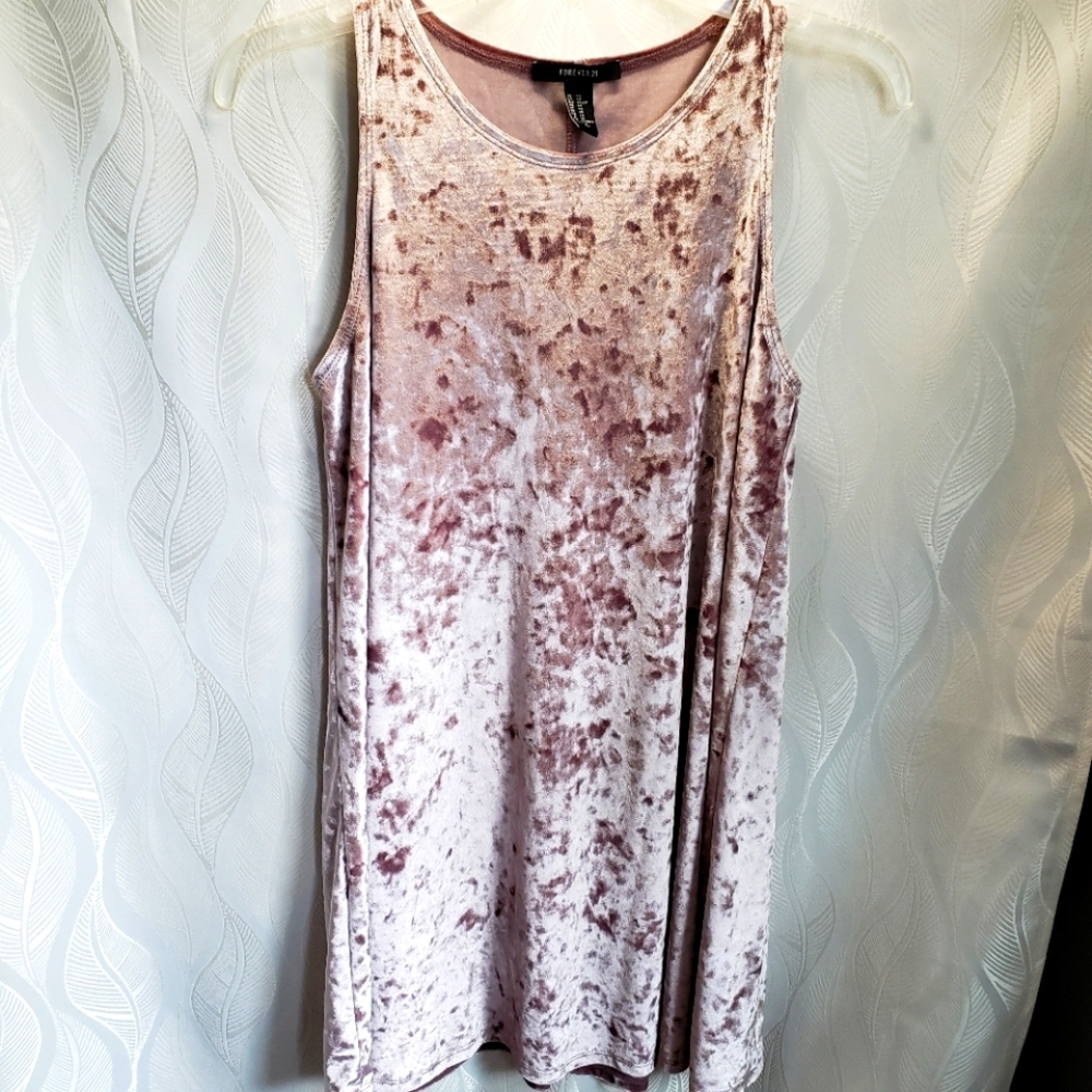Pink Crushed Velvet Shift Swing Tank Mini Dress